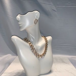 Brand New Gold & Pearl Necklace and Earring Set
